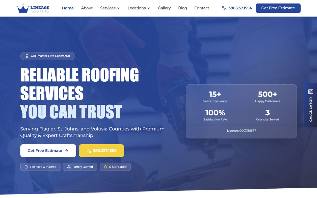 Lineage Roofing desktop